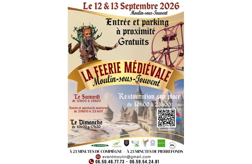 Fête médiévale à MOULIN sous Touvent les 12 et 13 septembre 2026
