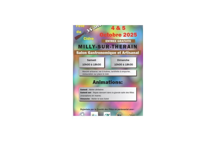 fête du cidre milly sur therain les 3 et 4 octobre
